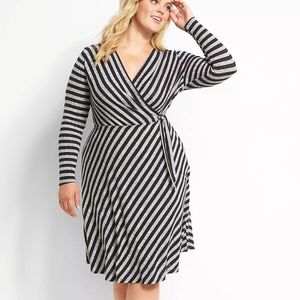 Lane Bryant Gray Striped Dress